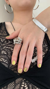 Bold silver balls ring