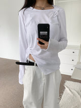 Cloud Draw Deck Shirring Team Long Sleeve T-Shirt (4 Colors)