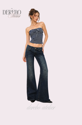 deep blue flow bootcut denim pants, regular (LONG)