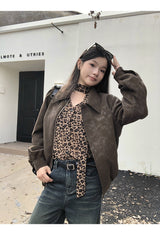 chiffon leopard scarf blouse