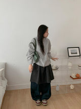 Ruronco Wool Dot Midi Skirt