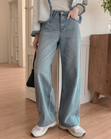 Peak wide denim pants