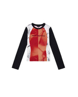 ブロックドグラフィック LS Tシャツ_ レッド