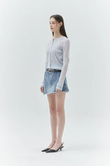 KIRSH PLAIN SEE THROUGH CROP CARDIGAN - LIGHT BLUE        