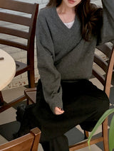 Basic Wool V-neck Loose Knit (5color)