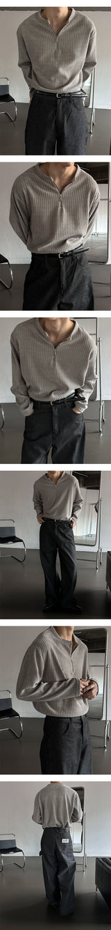 [S/S] ベルベットジッパーヘンリーネックニット (3color)