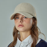 VA Curved Stud Link Wool-Blend Ball Cap  / Cream