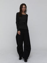 Curved Cotton Pants_Black