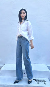 4TH REORDER LOOSE STRAIGHT FIT BLUE DENIM PANTS code 18100