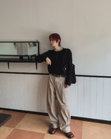 Onen One-Tuck Cotton Wide Slacks