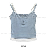 Hen Layered Button Crop Sleeveless