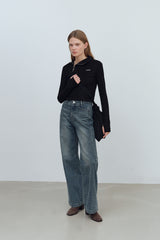 SUEDE STRING SHOULDER BAG - BLACK