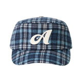 Aロゴ チェック ピルボックス キャップ (Navy Check)