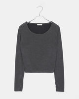 フモスナップボタンリベッドワンオフショルダーロングスリーブTシャツ