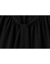 Leonie V-Neck Cape Tie Button Blouse Black