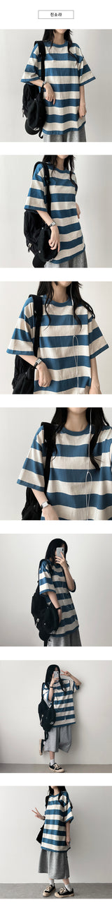 Dez Boxy Fit Stripe Dangara Short Sleeve T-shirt