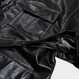 glossy strap shirt_black