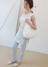 Jeanne Lace Flower Shoulder Bag_White