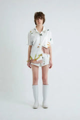Leaf Satin Short Pants