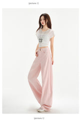 Cherry Blossom Pink Wide Leg Lyocell Denim Jeans