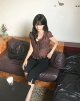 Frill shirring blouse