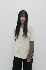 レイヤードストライプTシャツ イエロー