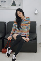 Nordic round knit cardigan