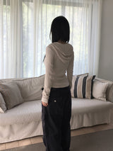 [ee] リブボタンフーディー