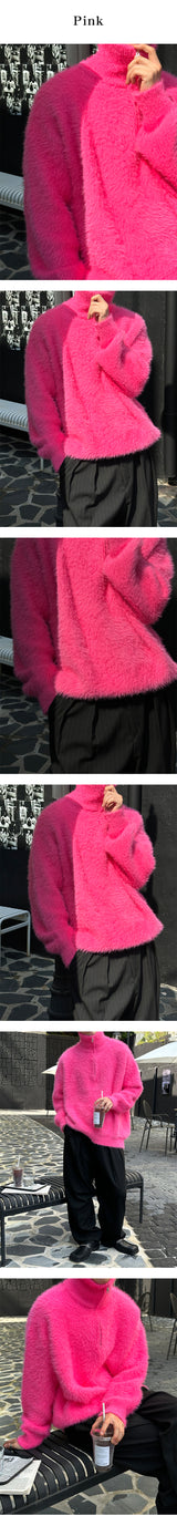 [Unisex] ヘアーハーフニットジップアップ(4color)