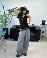 Lasso Eyelet Lettering Collar Tee