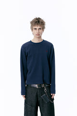 シグネチャーロゴワッフル長袖Tシャツ (ネイビー)