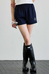 RIBBON JERSEY TRACK MICRO SHORTS / NAVY