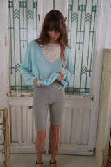 Button v-neck knit_skyblue