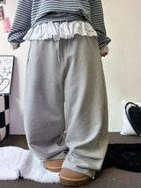 LACE PONT🎀ワイドロングパンツ 💕🩶🖤3COLOR