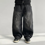 Dents Waistband Cut Rivet Denim Wide Pants (2 colors)