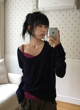 Pabor Deep U-Neck Loose-Fit Knit