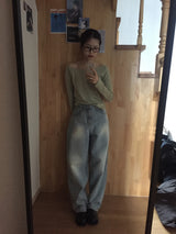 ライトサンドデニムワイドロングパンツ