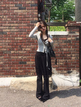 テット デニム ウォッシング ローライズ ブーツカット パンツ
