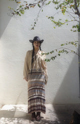 FRINGE V-NECK KNIT TOP (BEIGE)