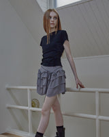 back open ruffle top / black
