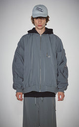  SHIRRING SLEEVED MA-1_GRAY