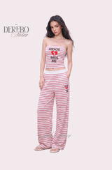Love Me Stripe Tube Top Sweatpants Set (SET)