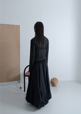 WRINKLE MESH CARDIGAN BLACK