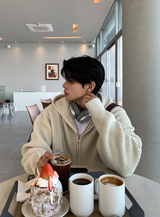 Cant Hachi Warm Knit Hooded Zip-Up
