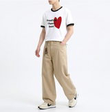 エッセンシャルスタンダード半袖リンガーTシャツ レッドハートホワイト