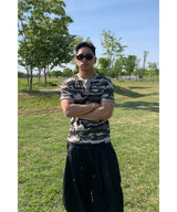 Camo Waffle Henley Neck Muscle Fit T-shirt