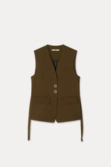 Overfit Sleeveless Jacket_Brown