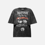 HIERARCHY STUDIOS ENE - ウォッシュドブラックレイヤード ENE オーバーサイズTシャツ