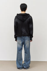 Tank Fading Waffled Zip Hoodie