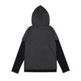 STRIPE LAYERED HOODIE (BLACK) F25ZB024